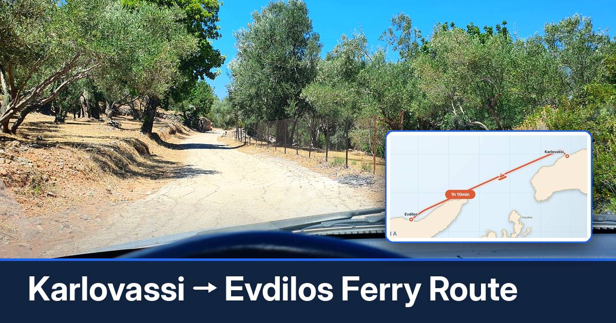 Karlovassi to Evdilos ferry route summary