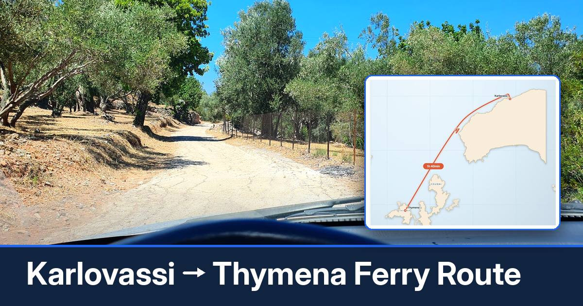 Karlovassi to Thymena ferry route summary