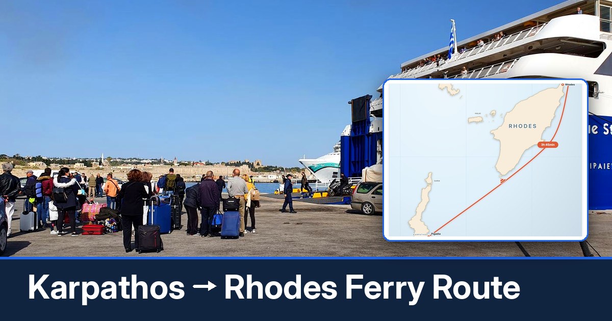 Karpathos to Rhodes ferry route summary