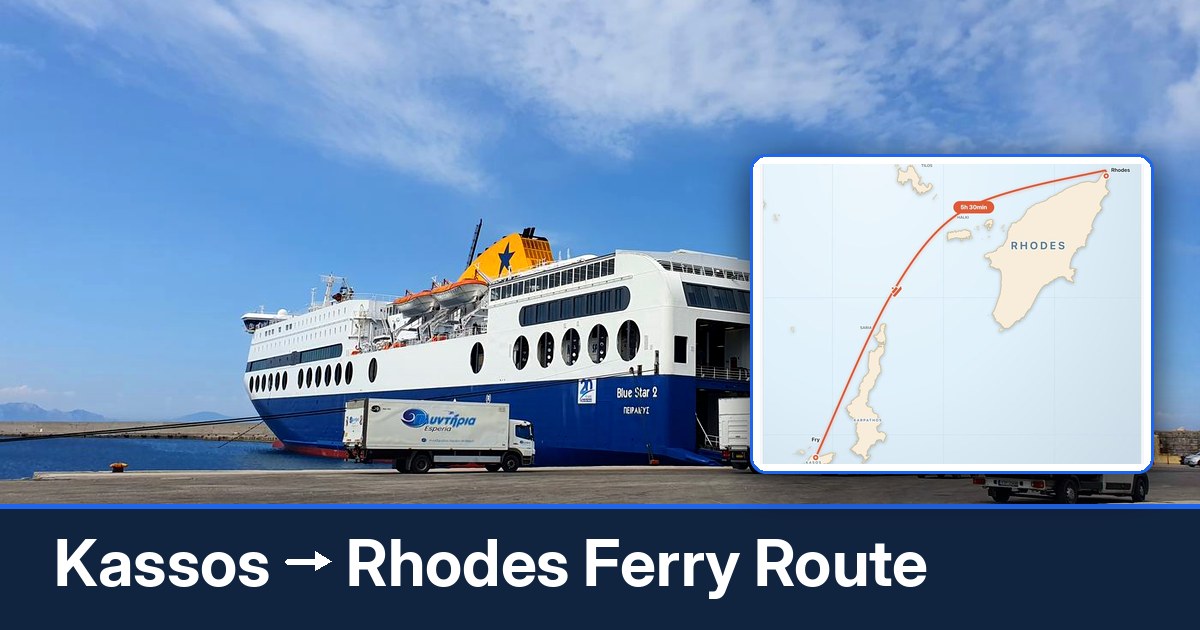 Kassos to Rhodes ferry route summary
