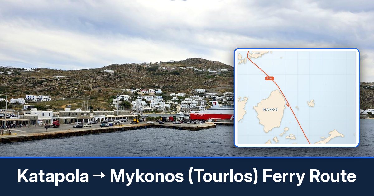Katapola to Mykonos (Tourlos) ferry route summary