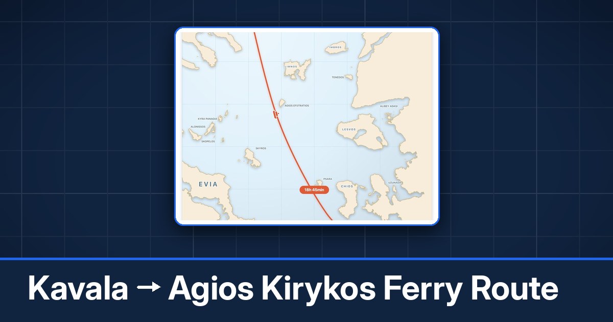 Kavala to Agios Kirykos ferry route summary