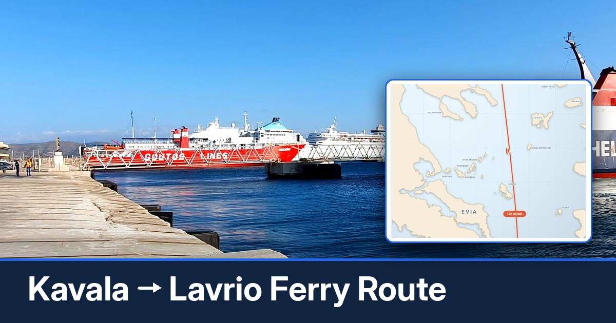 Kavala to Lavrio ferry route summary