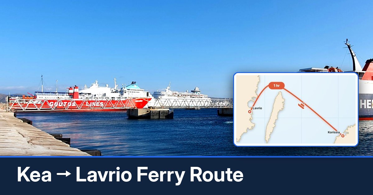 Kea to Lavrio ferry route summary