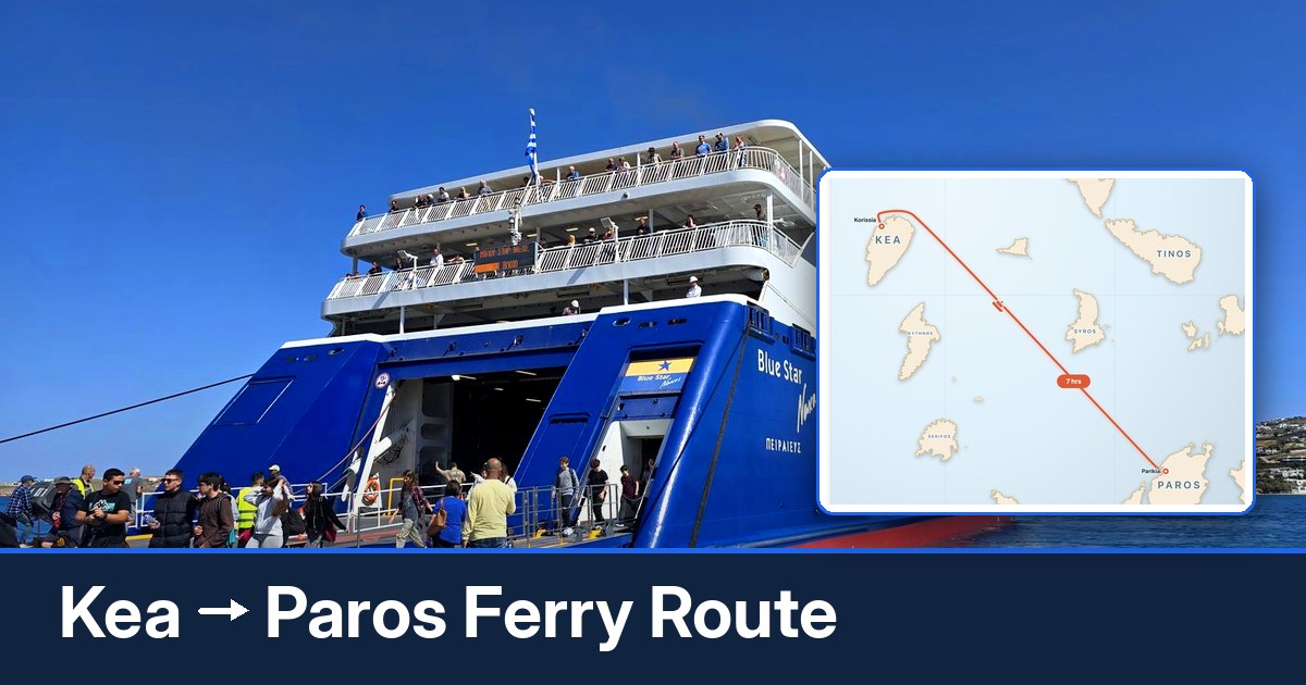 Kea to Paros ferry route summary