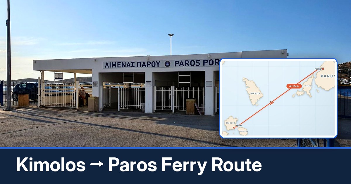 Kimolos to Paros ferry route summary