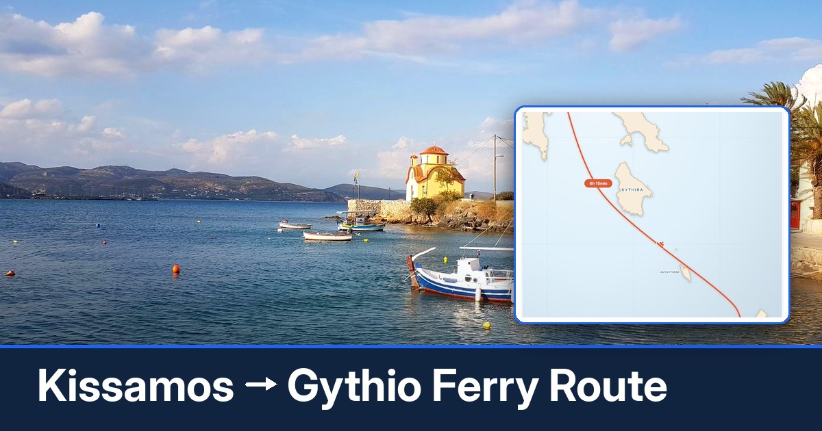 Kissamos to Gythio ferry route summary