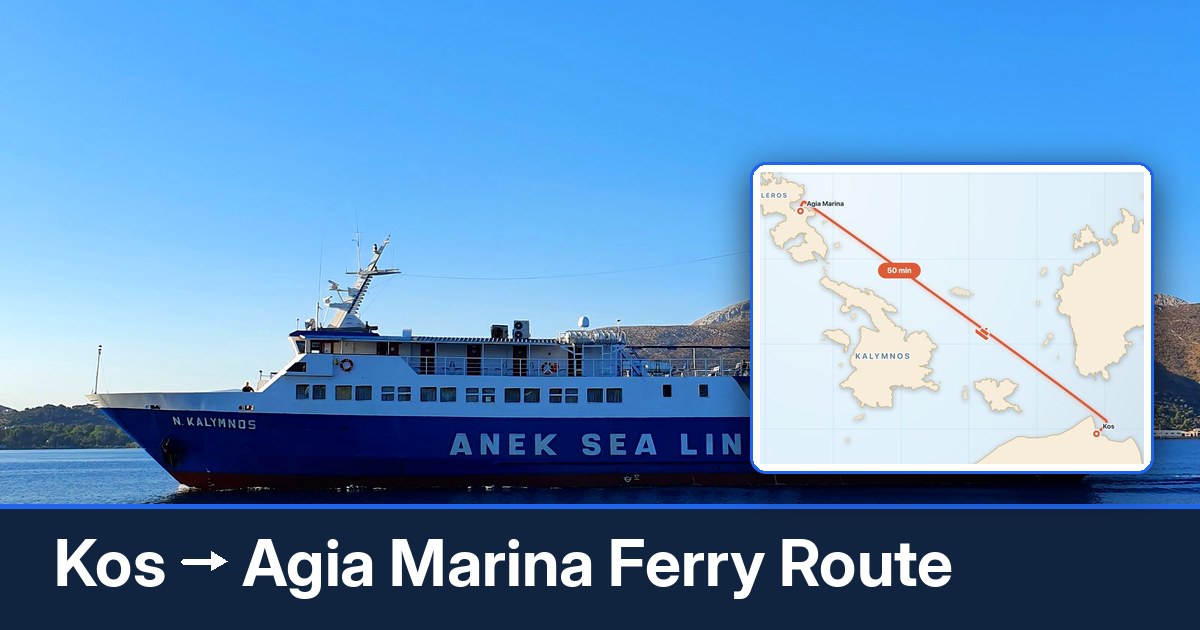 Kos to Agia Marina ferry route summary