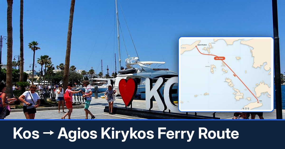 Kos to Agios Kirykos ferry route summary