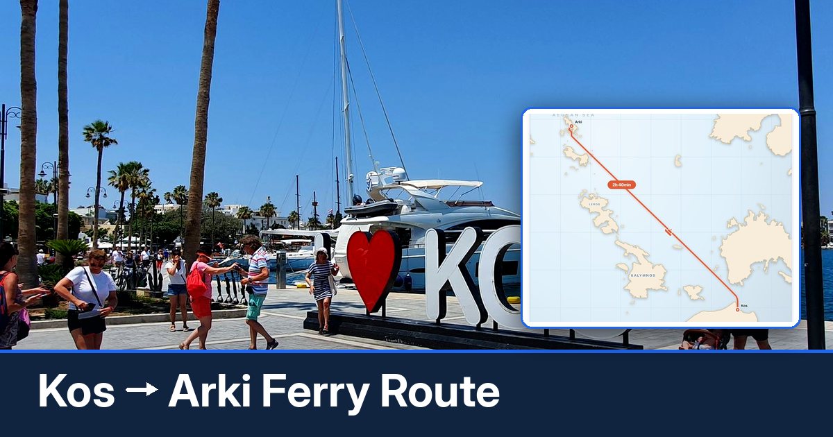 Kos to Arki ferry route summary