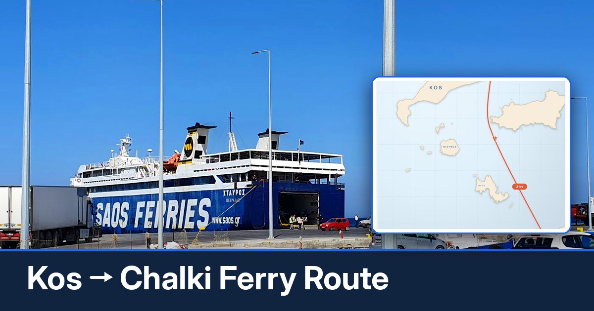 Kos to Chalki ferry route summary