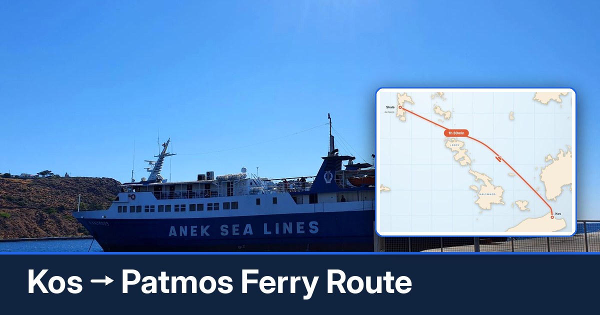 Kos to Patmos ferry route summary