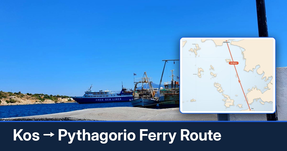 Kos to Pythagorio ferry route summary