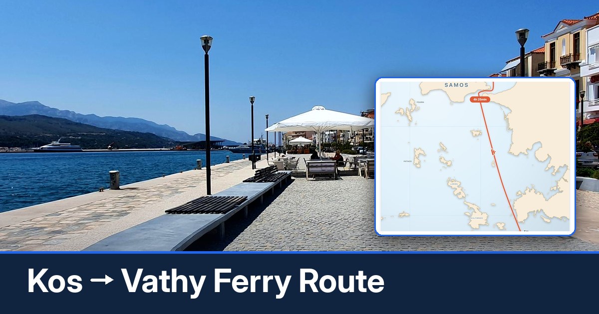 Kos to Vathy ferry route summary