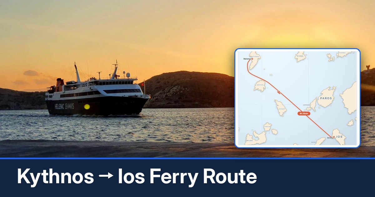 Kythnos to Ios ferry route summary