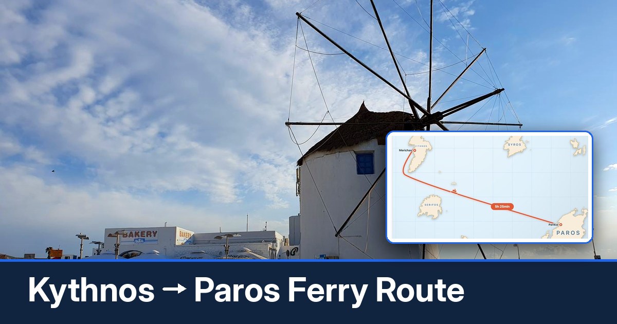 Kythnos to Paros ferry route summary