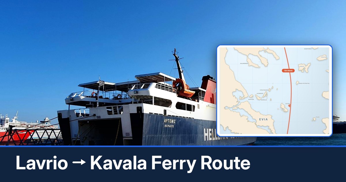 Lavrio to Kavala ferry route summary