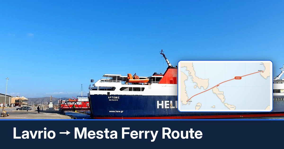 Lavrio to Mesta ferry route summary