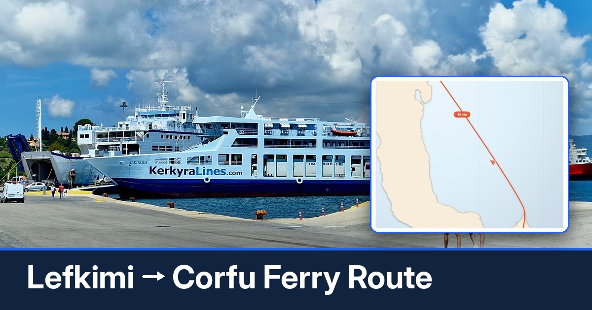 Lefkimi to Corfu ferry route summary