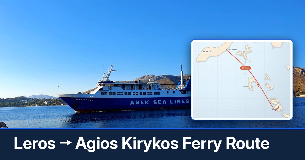 Leros to Agios Kirykos ferry route summary