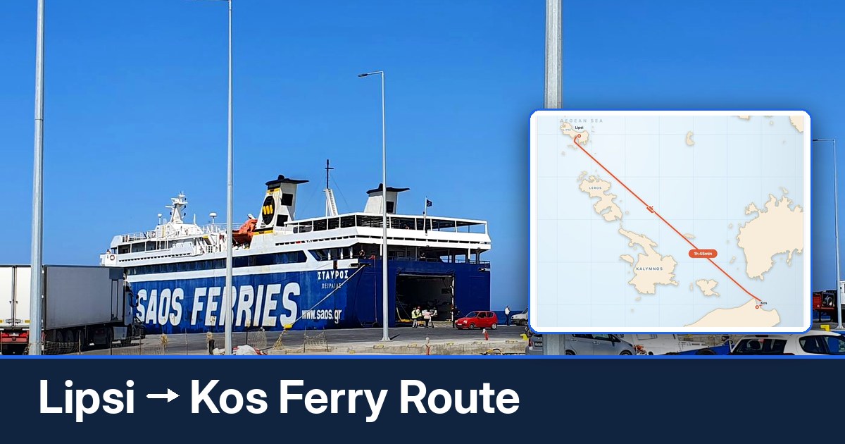 Lipsi to Kos ferry route summary
