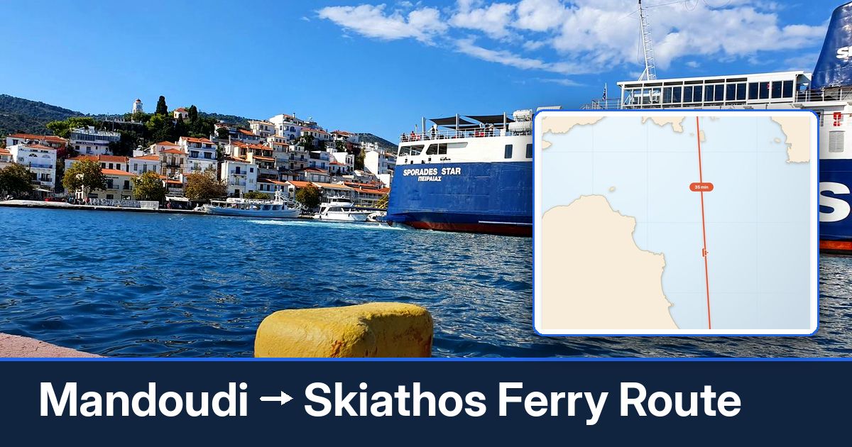 Mandoudi to Skiathos ferry route summary