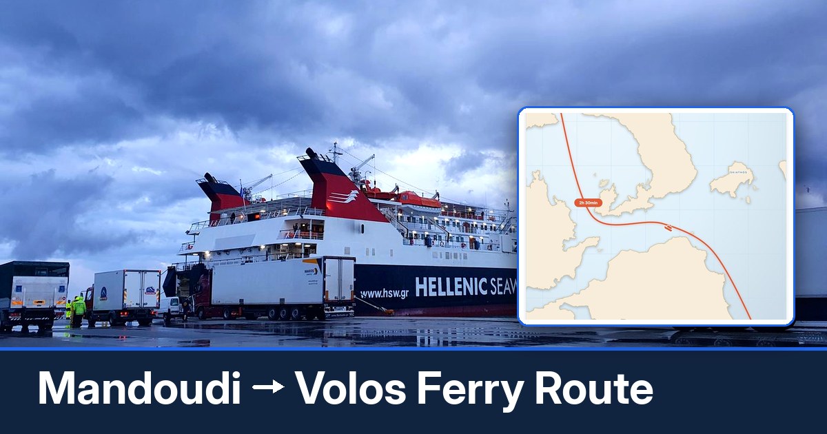 Mandoudi to Volos ferry route summary