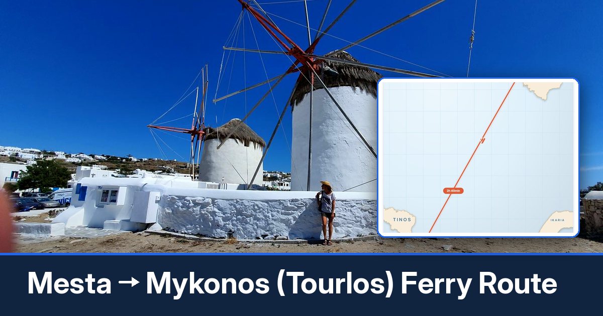 Mesta to Mykonos (Tourlos) ferry route summary
