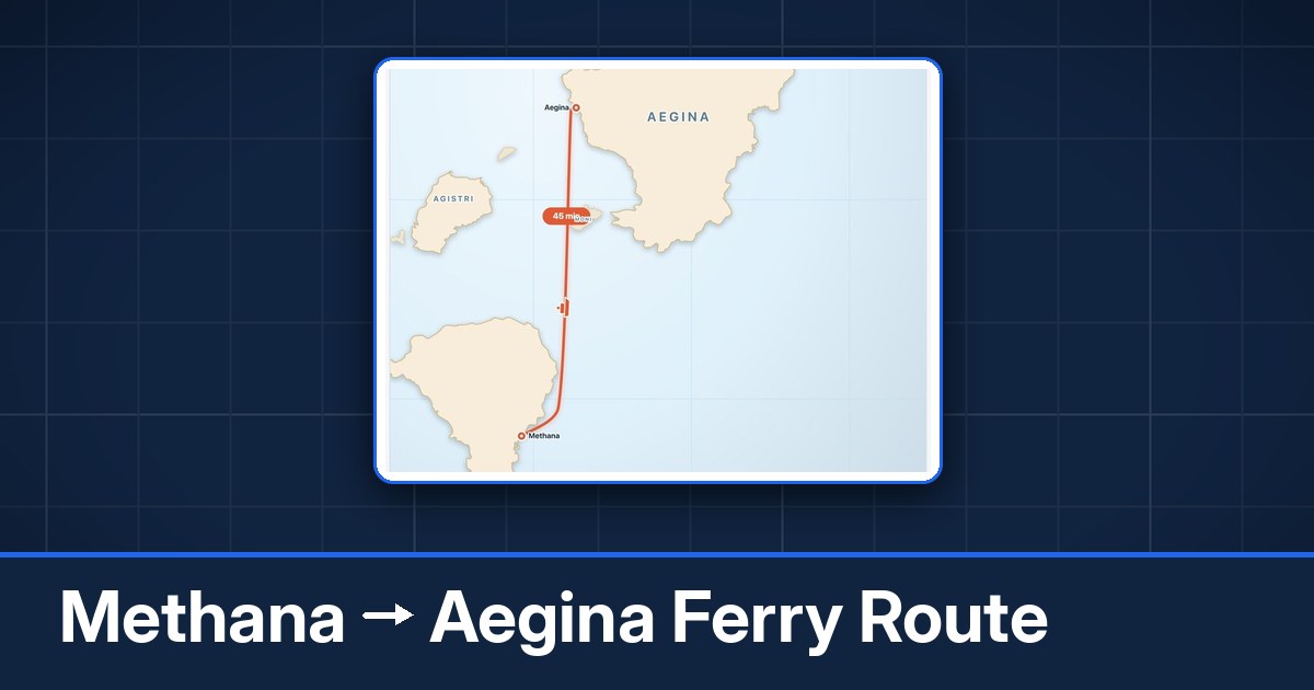 Methana to Aegina ferry route summary