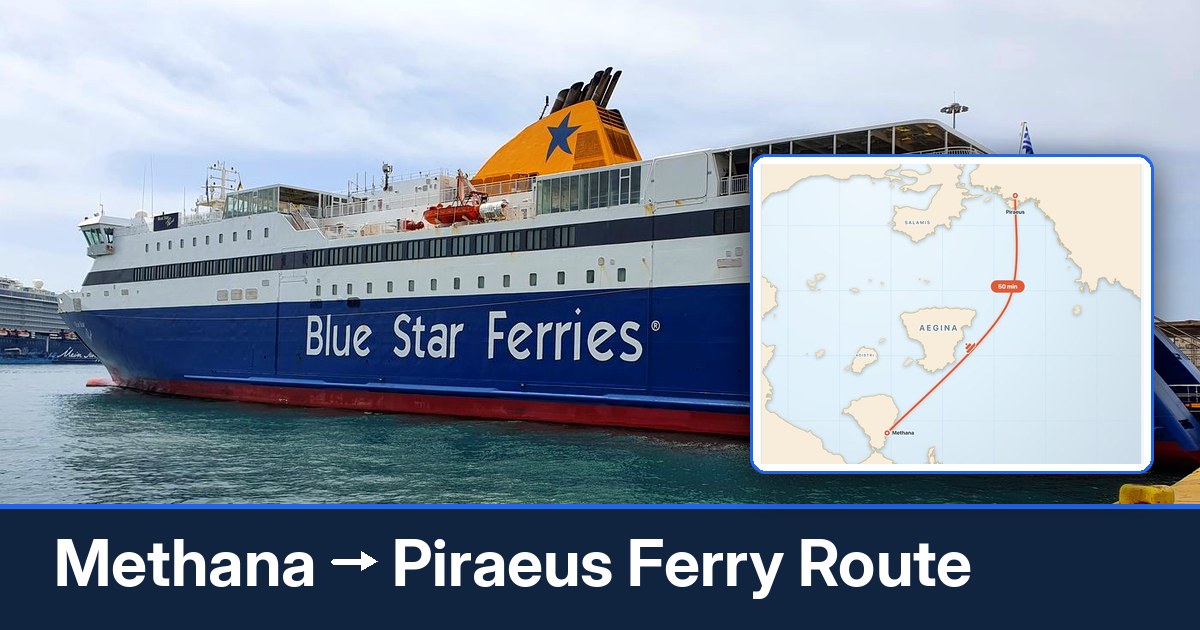 Methana to Piraeus ferry route summary