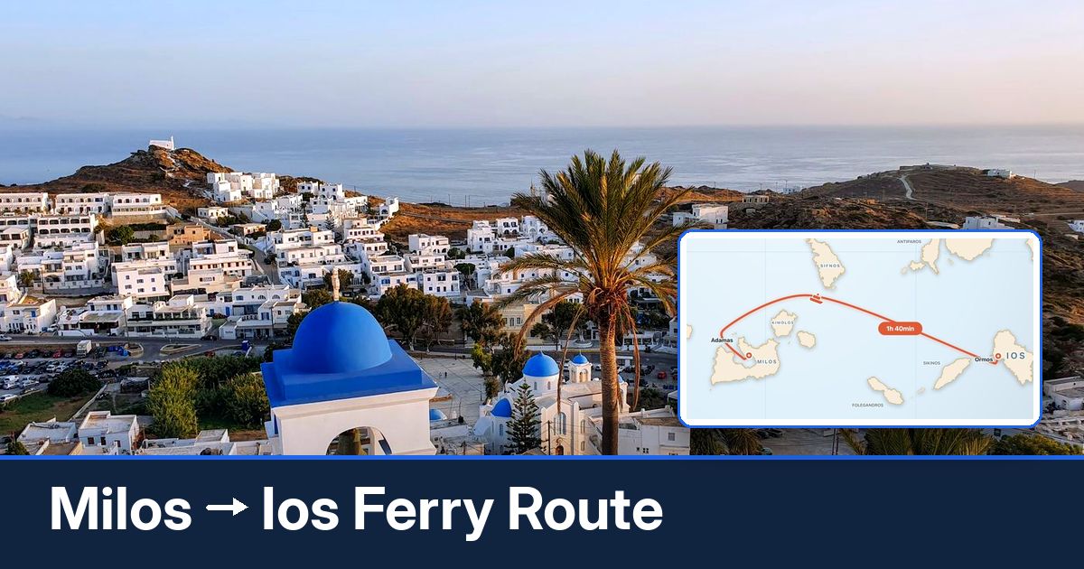 Milos to Ios ferry route summary