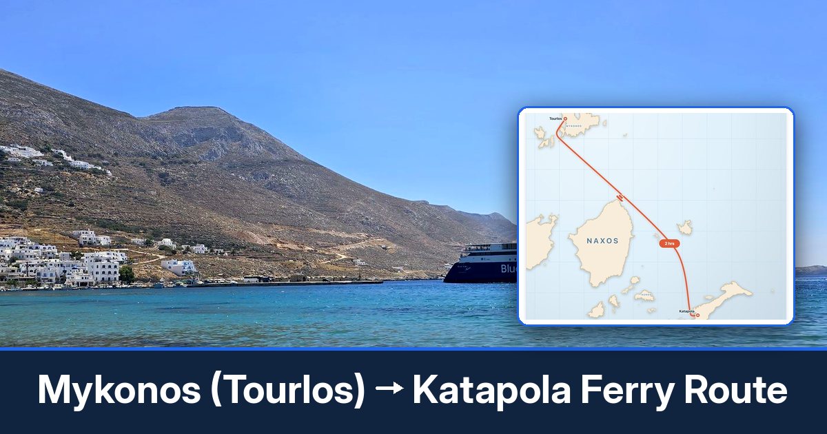 Mykonos (Tourlos) to Katapola ferry route summary