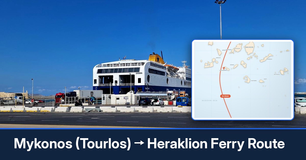 Mykonos (Tourlos) to Heraklion ferry route summary