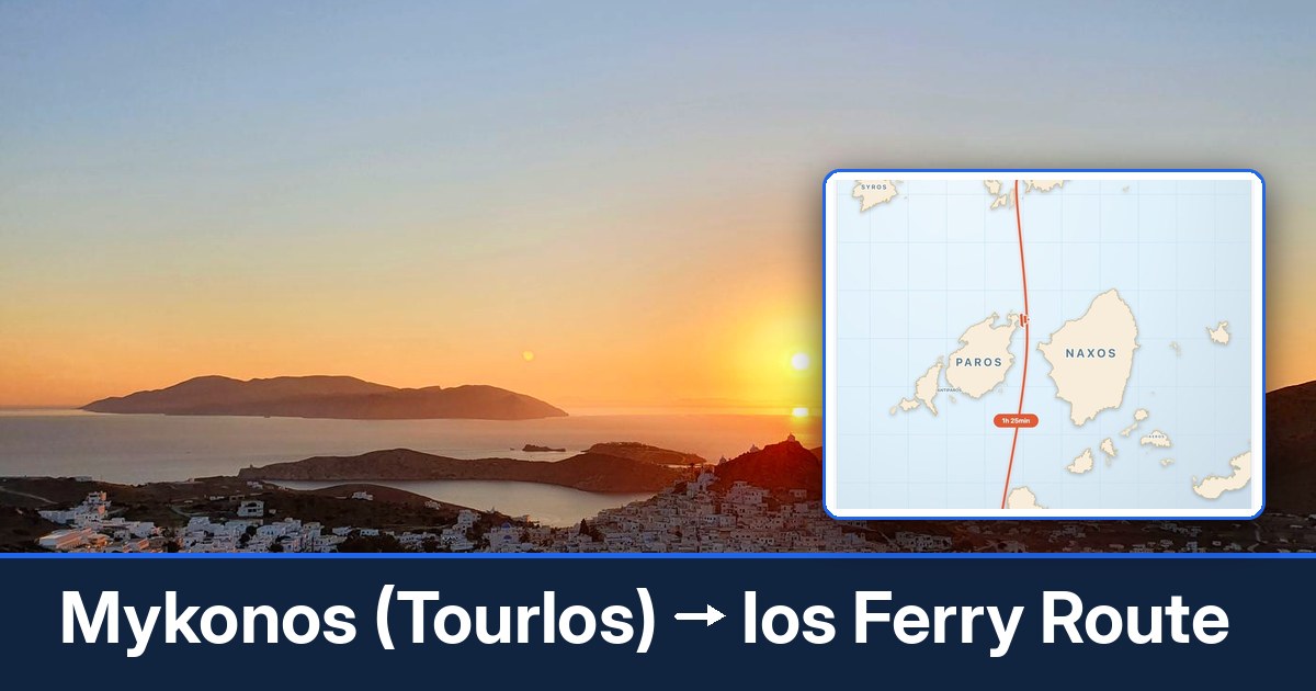 Mykonos (Tourlos) to Ios ferry route summary