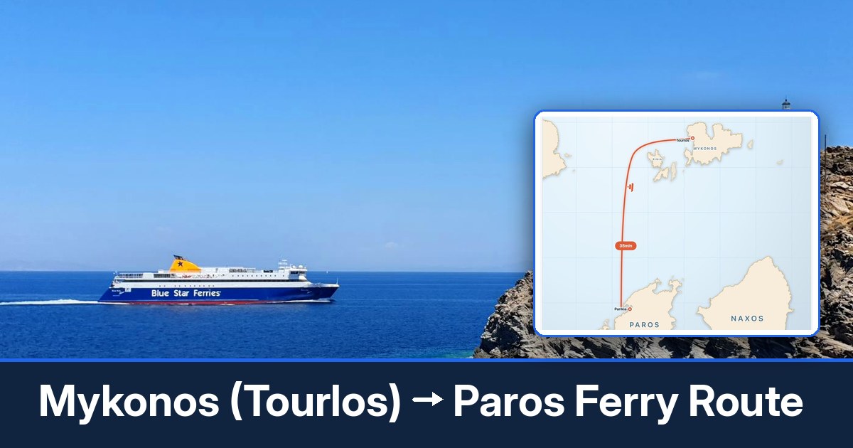Mykonos (Tourlos) to Paros ferry route summary