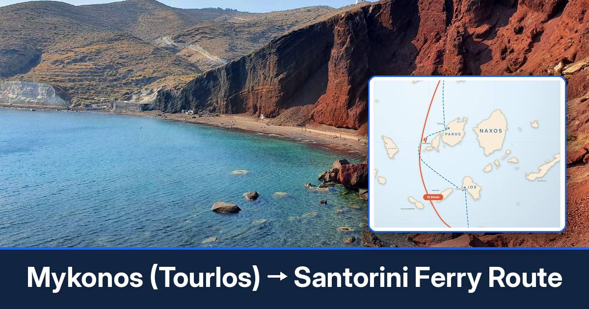 Mykonos (Tourlos) to Santorini ferry route summary