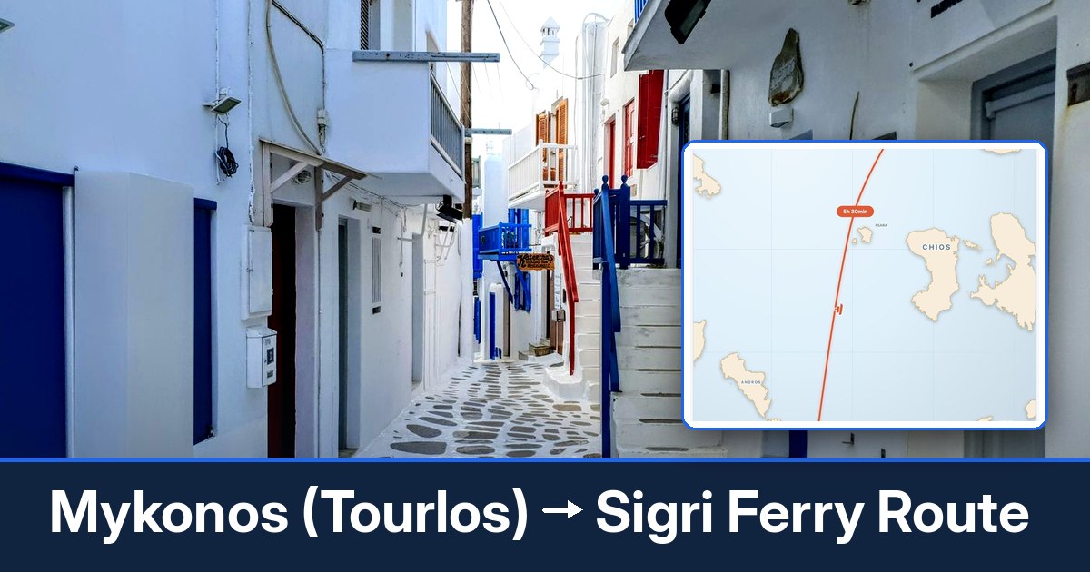 Mykonos (Tourlos) to Sigri ferry route summary