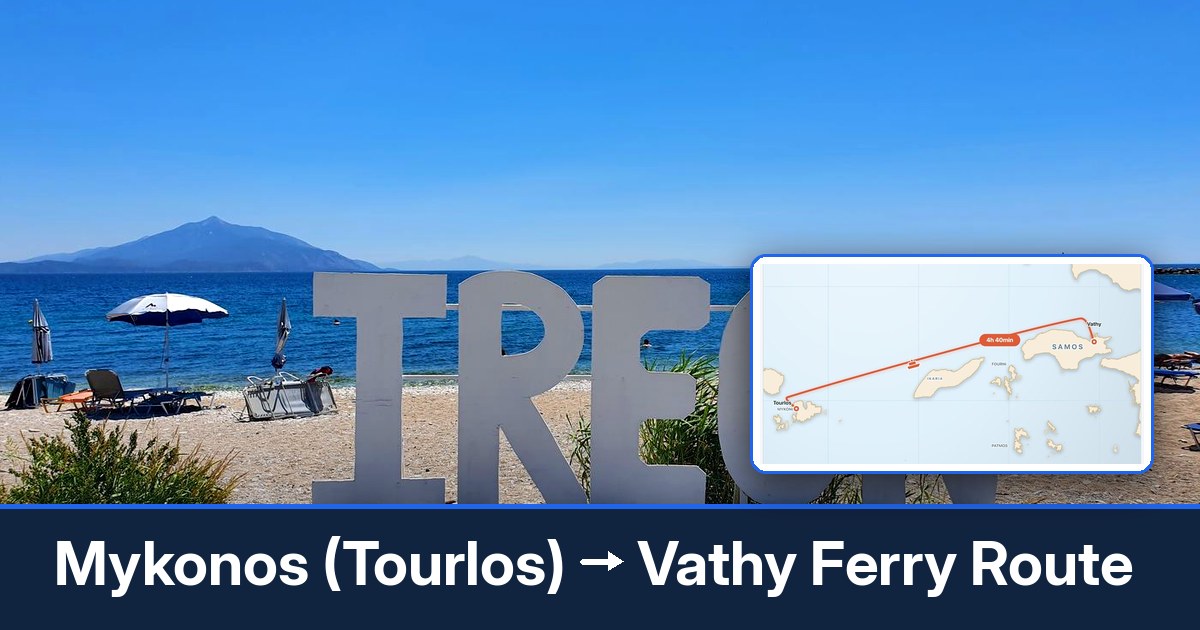 Mykonos (Tourlos) to Vathy ferry route summary
