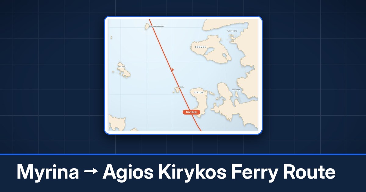 Myrina to Agios Kirykos ferry route summary