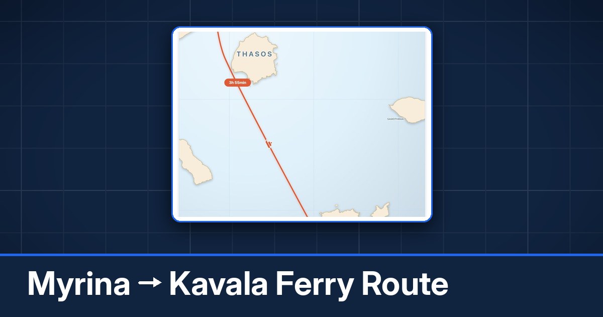 Myrina to Kavala ferry route summary