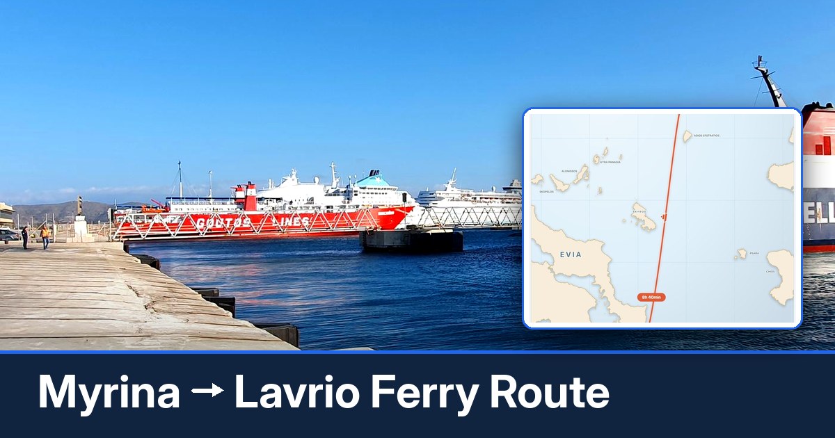 Myrina to Lavrio ferry route summary