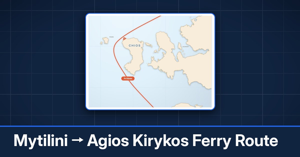 Mytilini to Agios Kirykos ferry route summary