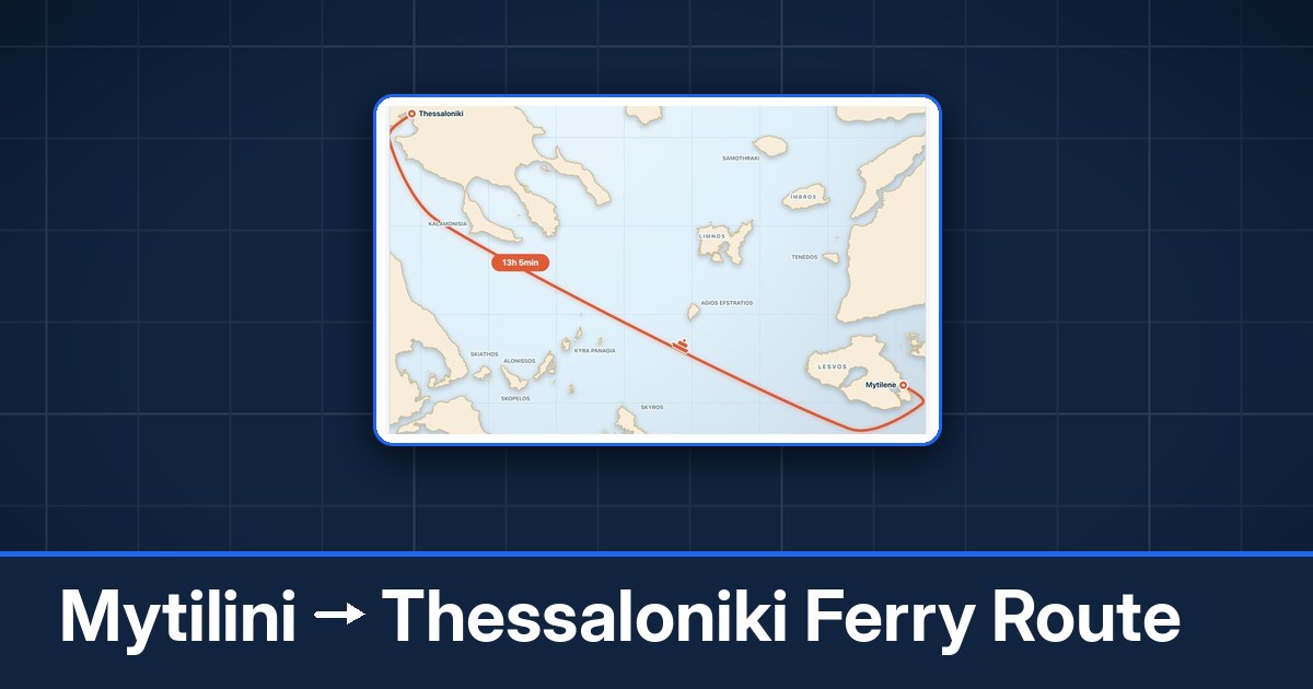 Mytilini to Thessaloniki ferry route summary