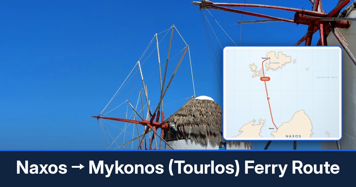 Naxos to Mykonos (Tourlos) ferry route summary