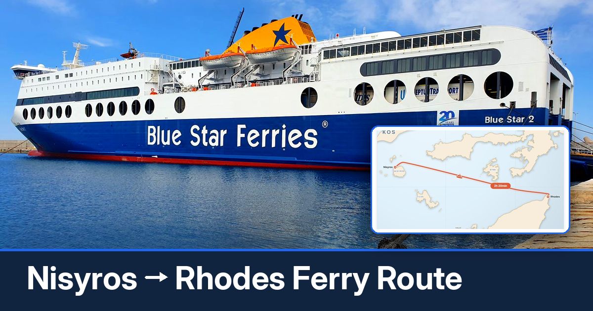 Nisyros to Rhodes ferry route summary