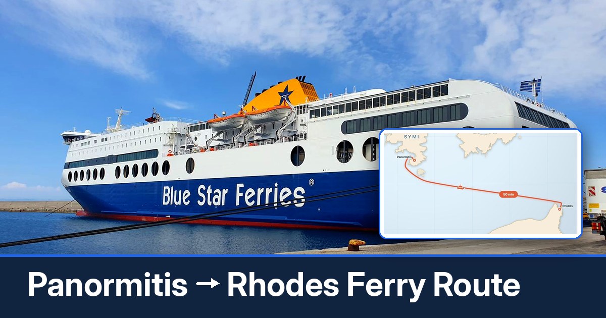 Panormitis to Rhodes ferry route summary