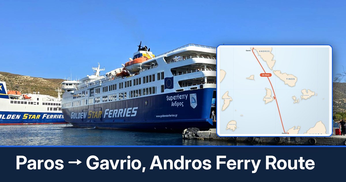 Paros to Gavrio, Andros ferry route summary