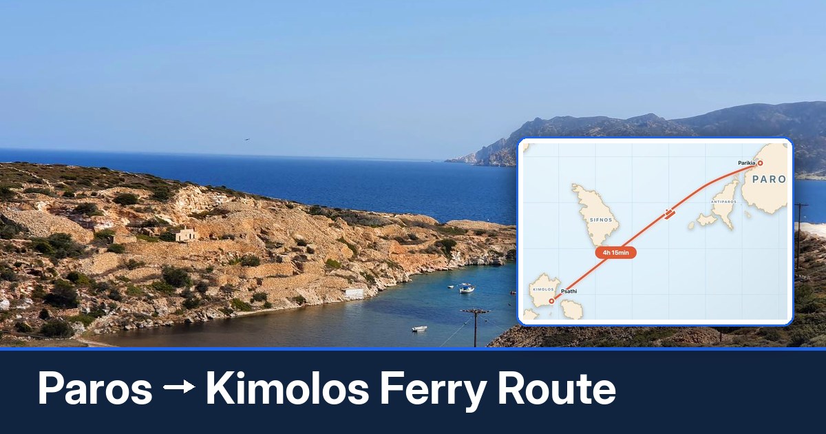 Paros to Kimolos ferry route summary