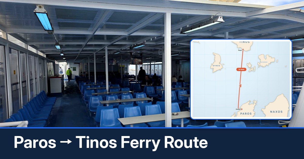 Paros to Tinos ferry route summary