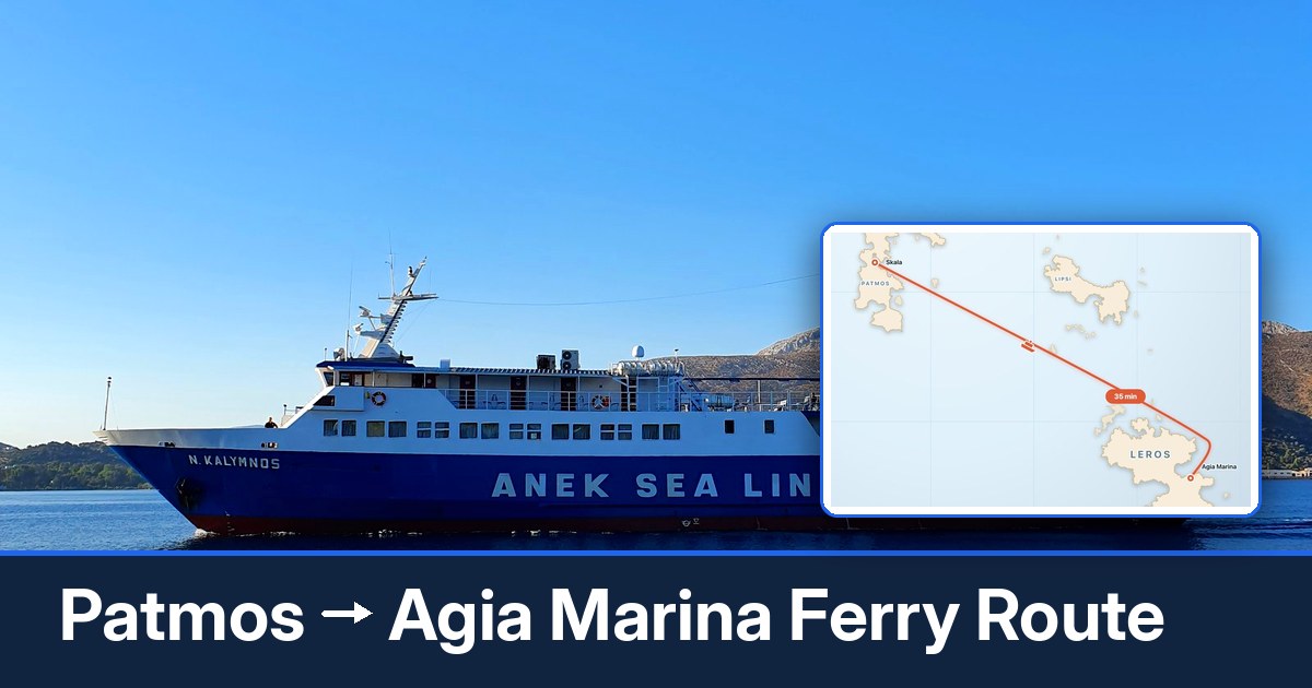 Patmos to Agia Marina ferry route summary